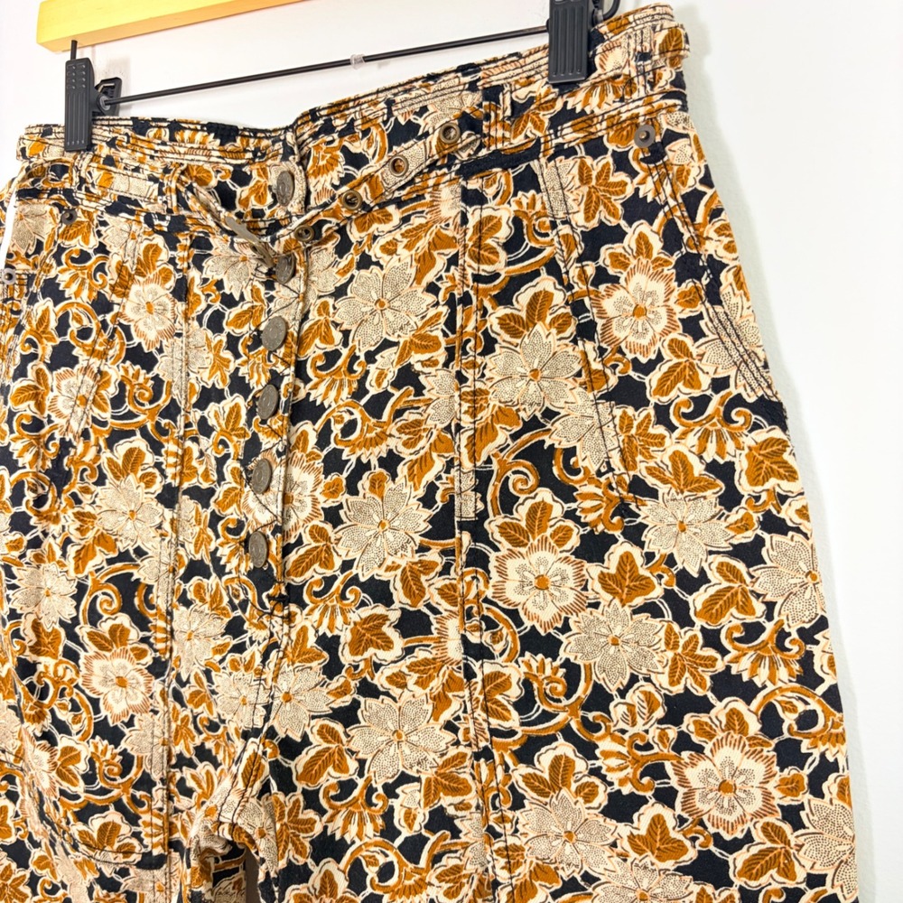 Ulla Johnson Apollo‎ Jeans Bronze Floral High Rise Button Fly Tapered Size 6 - Picture 4 of 9